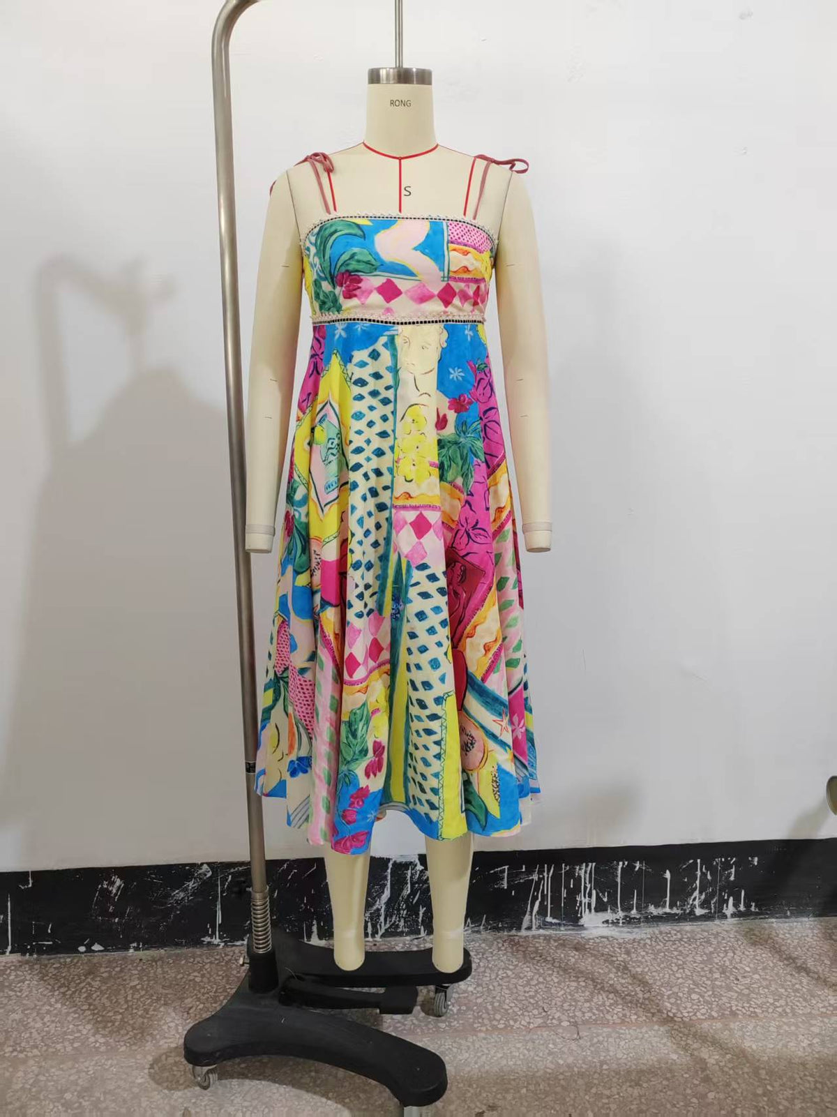 Summer Oil Painting Printing Sleeveless Seaside Vacation Beach Sling Maxi Dress FRIDAY