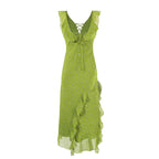 Small Flounced Sleeve Floral Dress Women Summer Dopamine Tight Waist Dress PullWind
