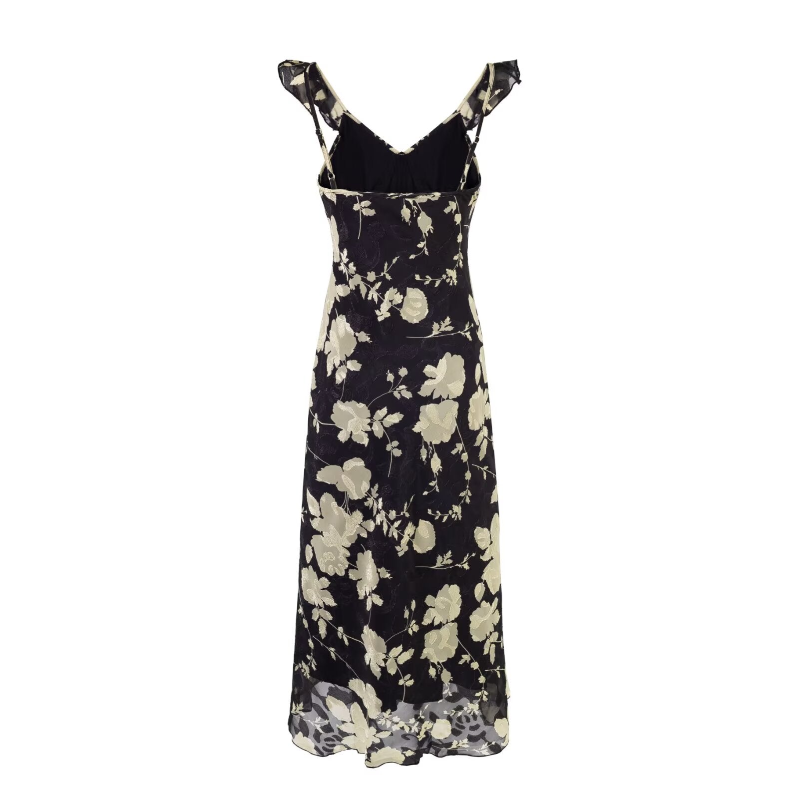 Summer Gentle Retro Design Lace Vest Skirt Floral Women Waist Tight Dress PullWind