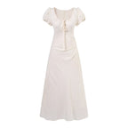 Vintage Summer Sexy Sexy Short Sleeve Drawstring Slim Fit Dress Jacquard Dress Holiday PullWind