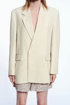 Women Clothing Spring Autumn Collared Long Sleeve Solid Color Loose Blazer Women SenDa