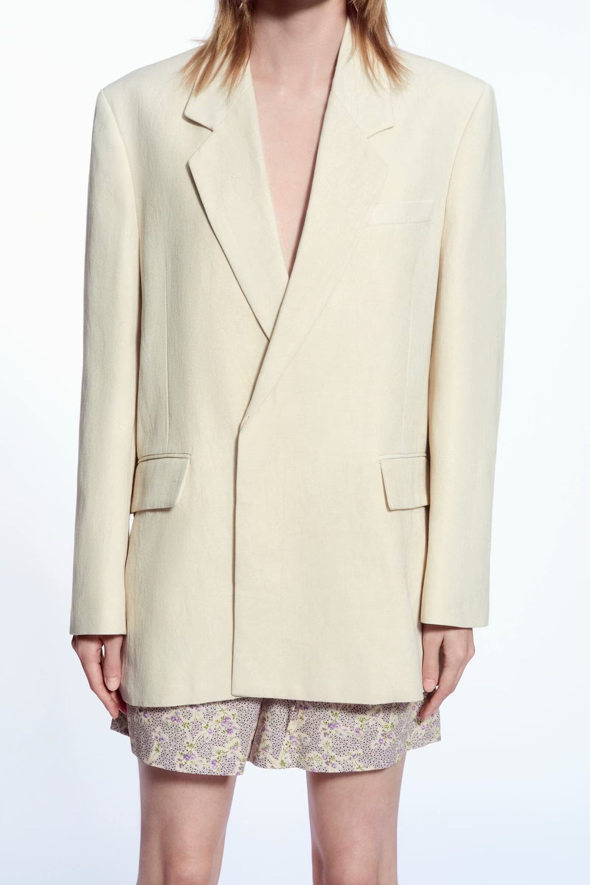 Women Clothing Spring Autumn Collared Long Sleeve Solid Color Loose Blazer Women SenDa