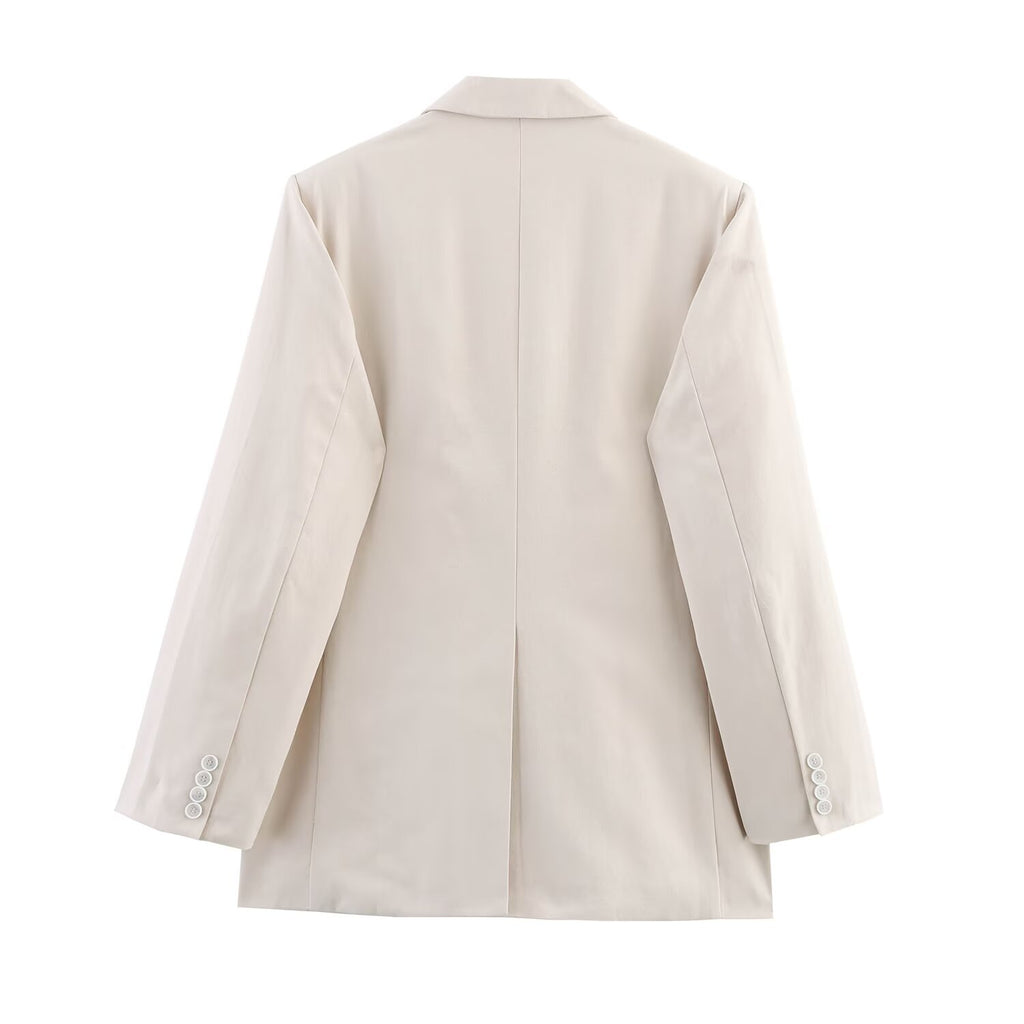 Women Clothing Spring Autumn Collared Long Sleeve Solid Color Loose Blazer Women SenDa