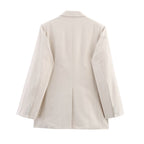 Women Clothing Spring Autumn Collared Long Sleeve Solid Color Loose Blazer Women SenDa