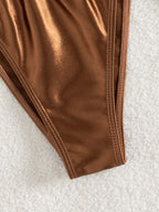 Maillot de bain une pièce sexy, bikini uni à bretelles et taille basse, style étranger.