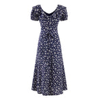Summer Short Sleeve Floral Dress Women High Sense Cinched Sleeveless V neck Maxi Dress PullWind