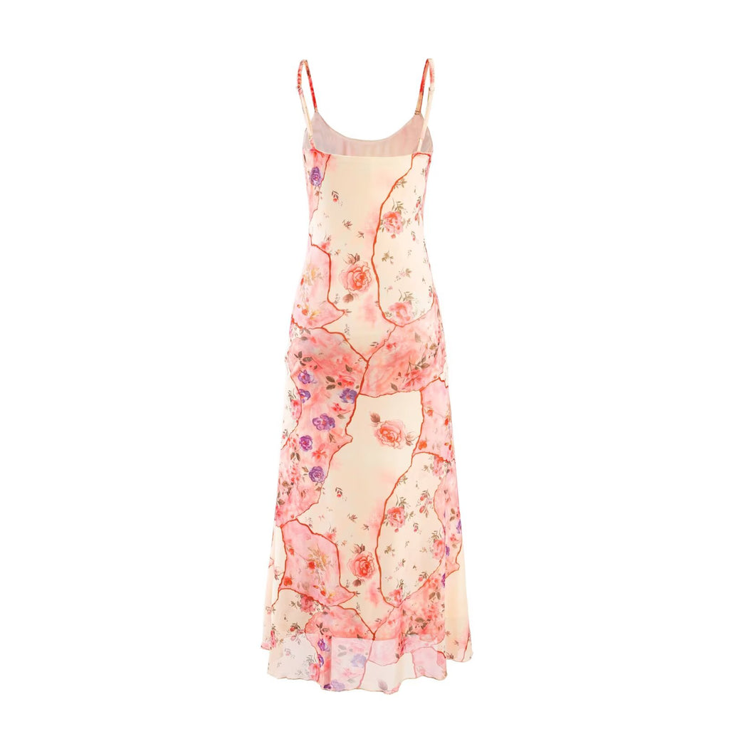Vacation Printed Suspender Dress Summer Tight Waist Slim Sexy Dress Women PullWind