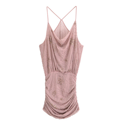 Summer Women Street Sequin Mini Sling Dress