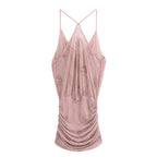 Robe mini-écharpe à sequins pour femme, tenue d'été
