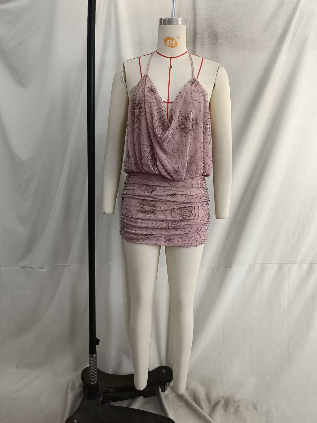 Robe mini-écharpe à sequins pour femme, tenue d'été
