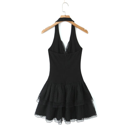 Women Clothing Summer Pure Sweet Spicy Bow Bandage Fairy Spaghetti Strap Dress