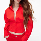 Women Stylish Simple Poplin Short Shirt Top SenDa