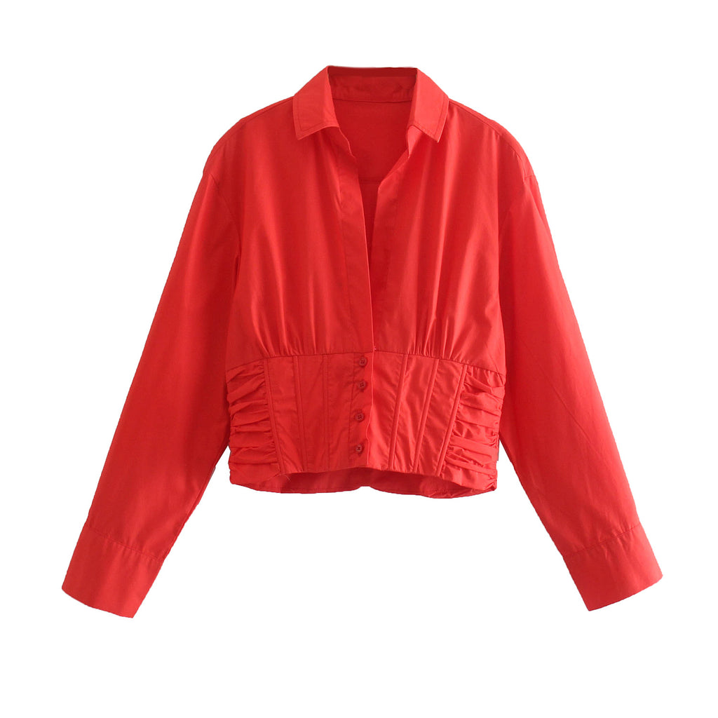 Women Stylish Simple Poplin Short Shirt Top SenDa