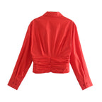 Women Stylish Simple Poplin Short Shirt Top SenDa