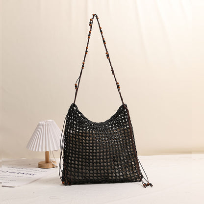 Wooden Bead Net Pocket Black inside