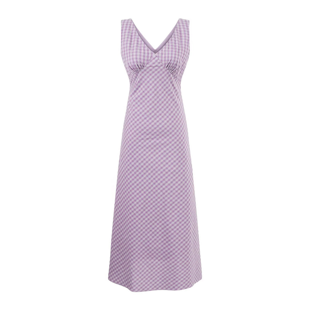 Summer Holiday Casual Purple Pattern V neck Lace up Waist Tight Dress PullWind