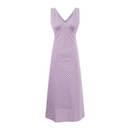 Summer Holiday Casual Purple Pattern V neck Lace up Waist Tight Dress PullWind