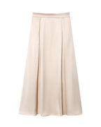 Autumn Silk Satin Texture High Waist Ethereal Swing Midi Skirt Skirt Elegant DaRoca