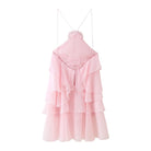 Elegant Sexy Short Summer Halter Three Dimensional Floral Design Lace up Sleeveless Dress CHEN