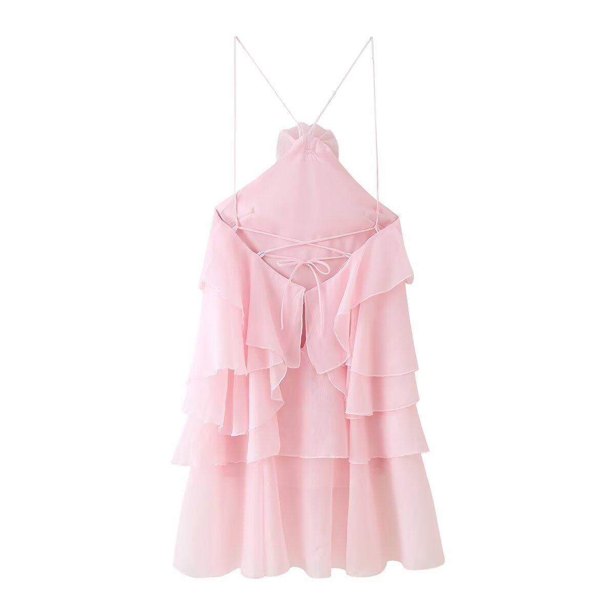 Elegant Sexy Short Summer Halter Three Dimensional Floral Design Lace up Sleeveless Dress CHEN