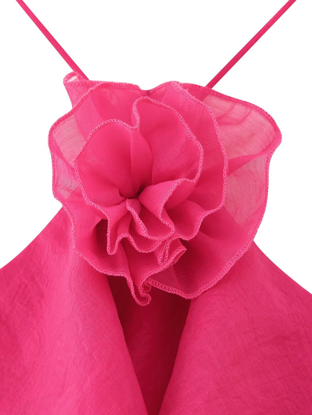 Elegant Sexy Short Summer Halter Three Dimensional Floral Design Lace up Sleeveless Dress CHEN