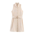 Women Clothing Summer Office Sleeveless Hollow Out Cutout Embroidery Short Dress Howe