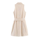 Women Clothing Summer Office Sleeveless Hollow Out Cutout Embroidery Short Dress Howe