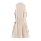 Women Clothing Summer Office Sleeveless Hollow Out Cutout Embroidery Short Dress Howe