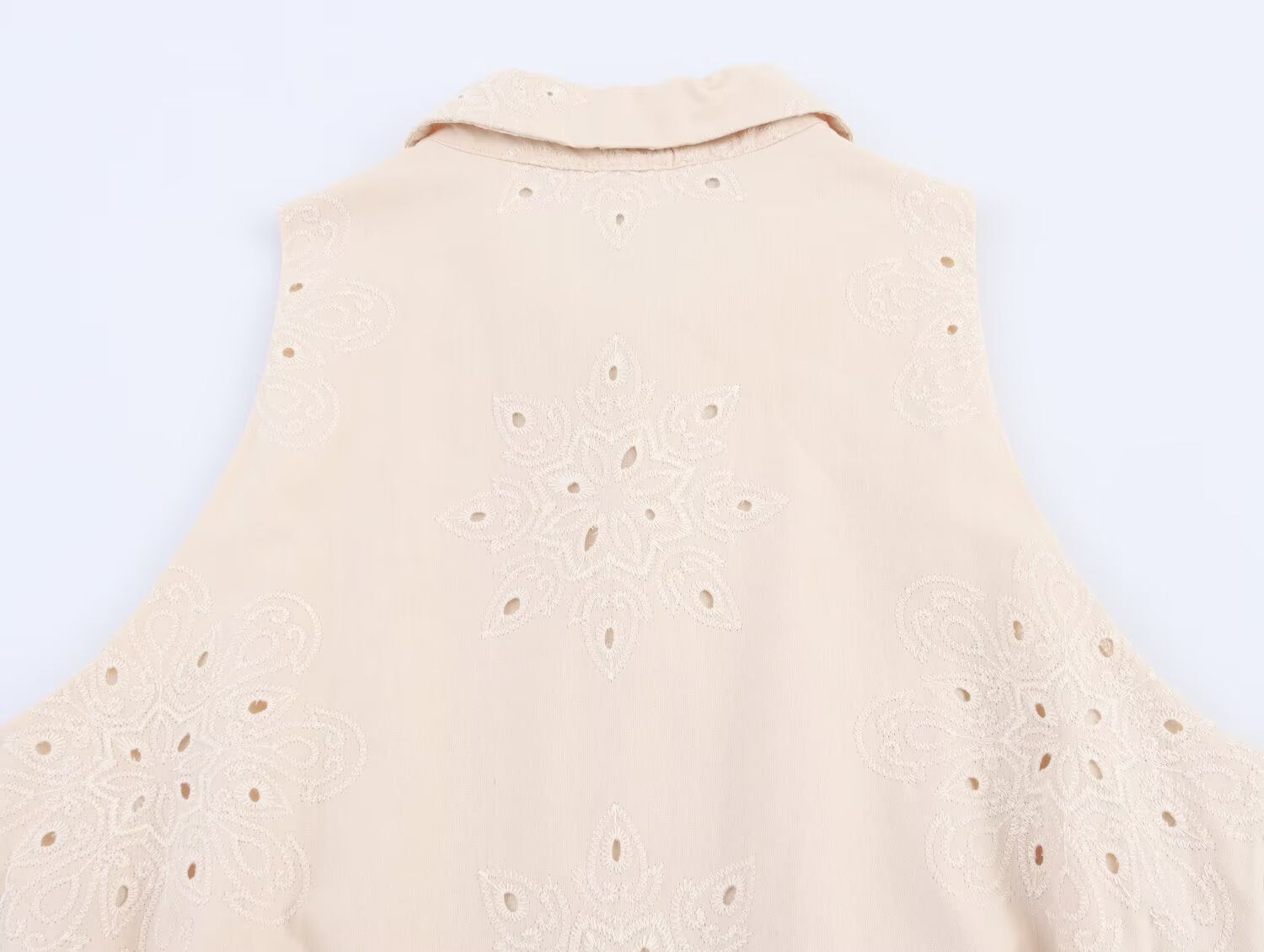 Women Clothing Summer Office Sleeveless Hollow Out Cutout Embroidery Short Dress Howe