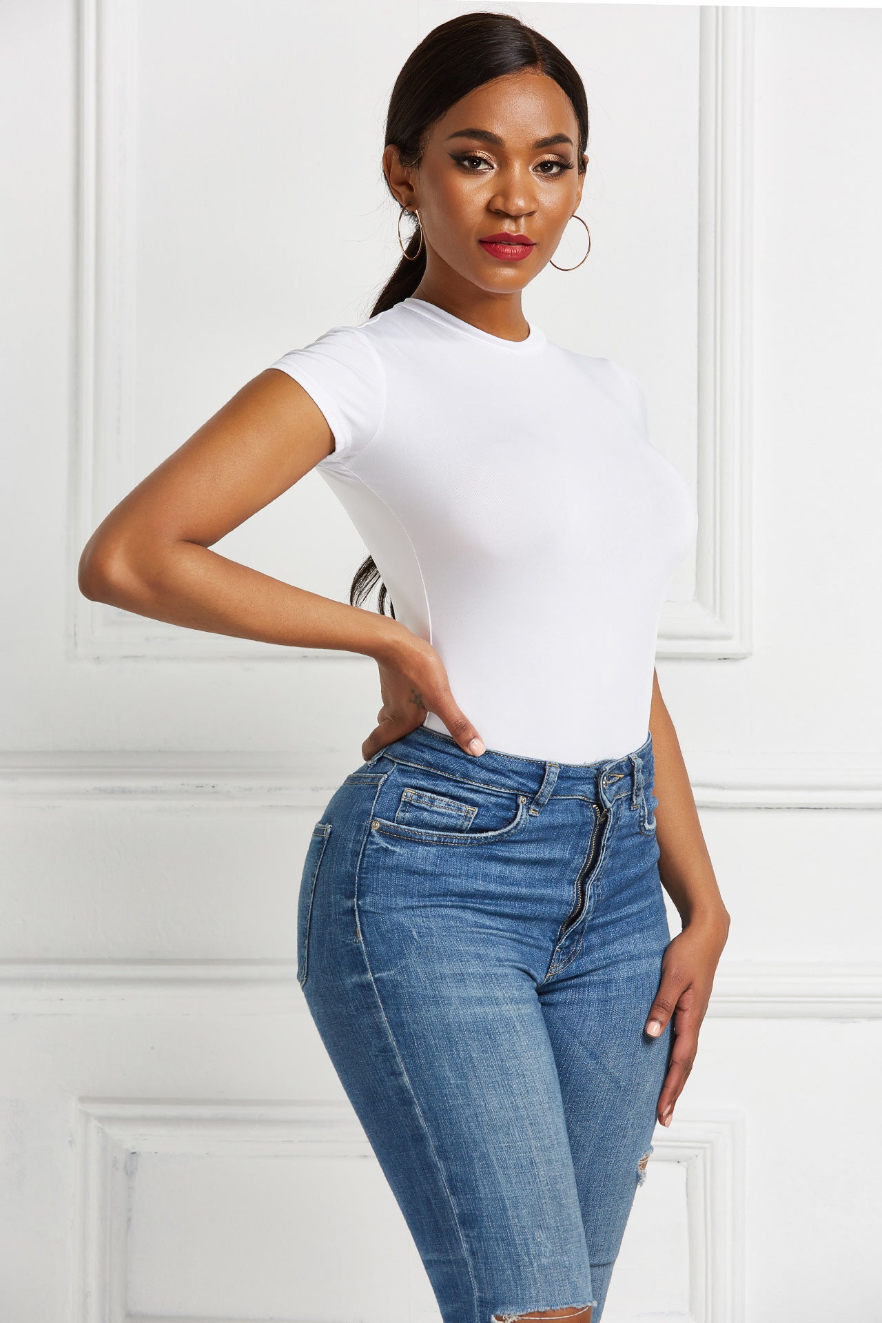 Ropa de mujer Camisa sexy de color sólido