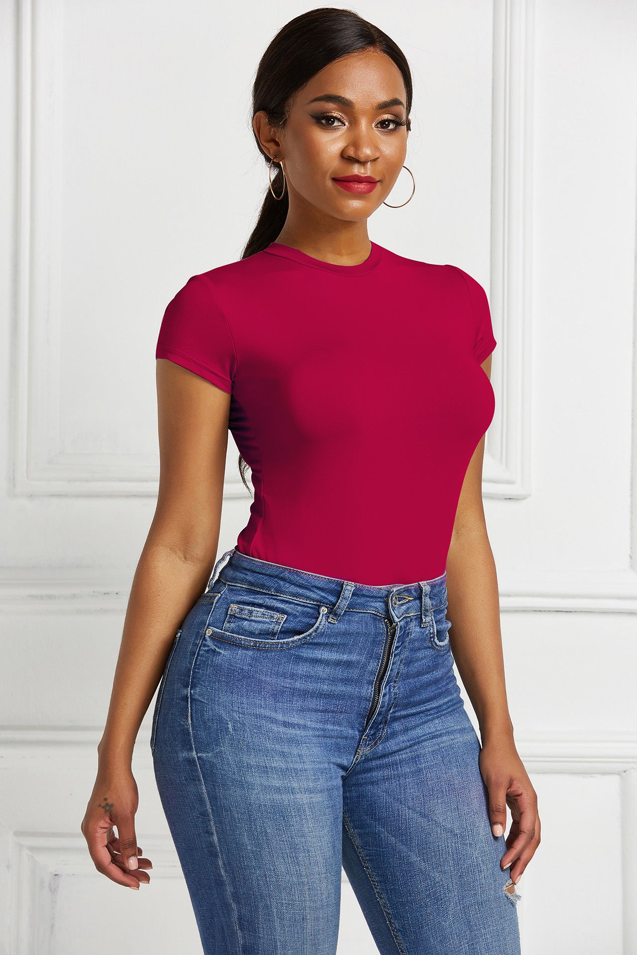 Ropa de mujer Camisa sexy de color sólido