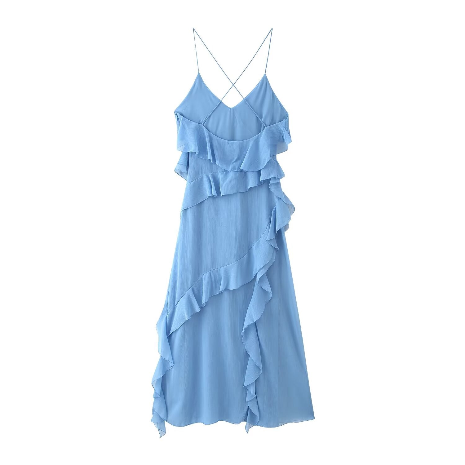 Robe sexy à bretelles et décoration laminée pour femme
