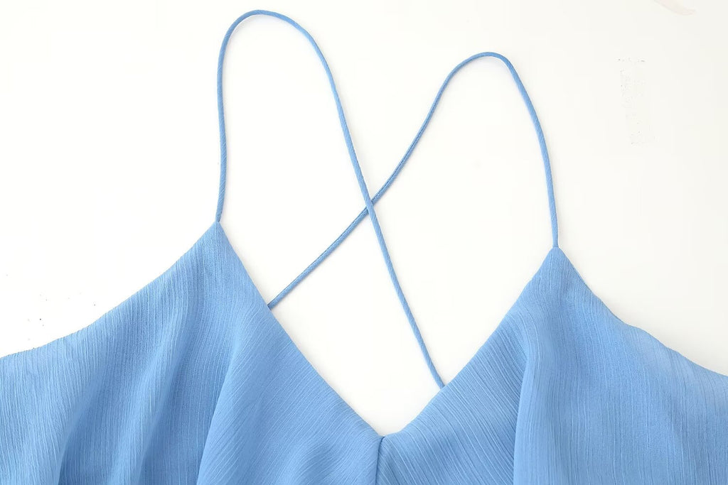 Robe sexy à bretelles et décoration laminée pour femme