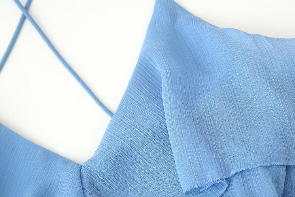Robe sexy à bretelles et décoration laminée pour femme