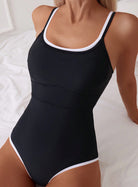 Sexy Women One Piece Swimsuit Solid Color Fabric Summer Beach Swimwear OLam