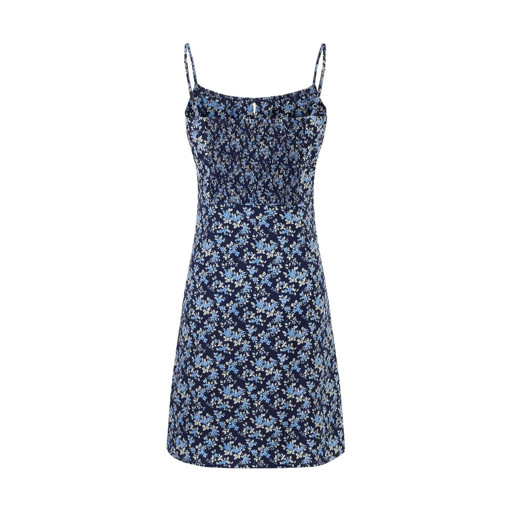 Summer High Waist Slim Floral Print Backless Slip Dress Women Dress PullWind