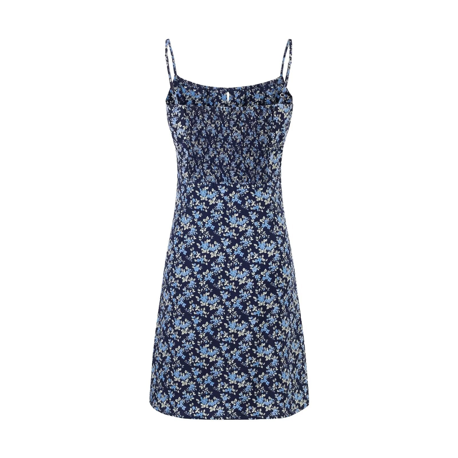 Summer High Waist Slim Floral Print Backless Slip Dress Women Dress PullWind