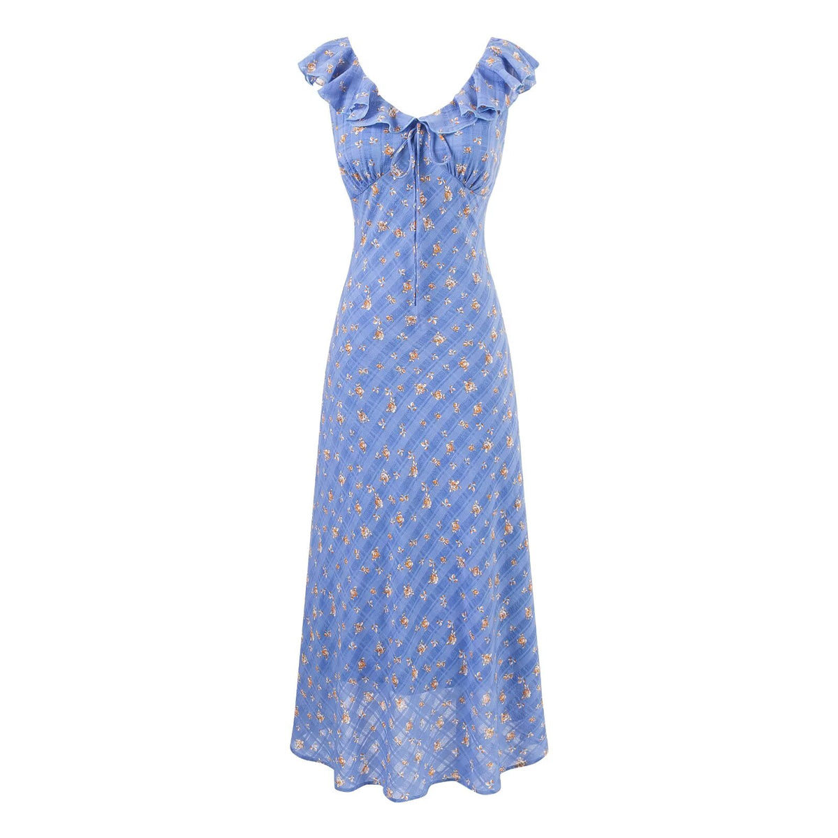 Summer Maiden Casual Printed Ruffled V neck Dress PullWind