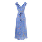 Summer Maiden Casual Printed Ruffled V neck Dress PullWind