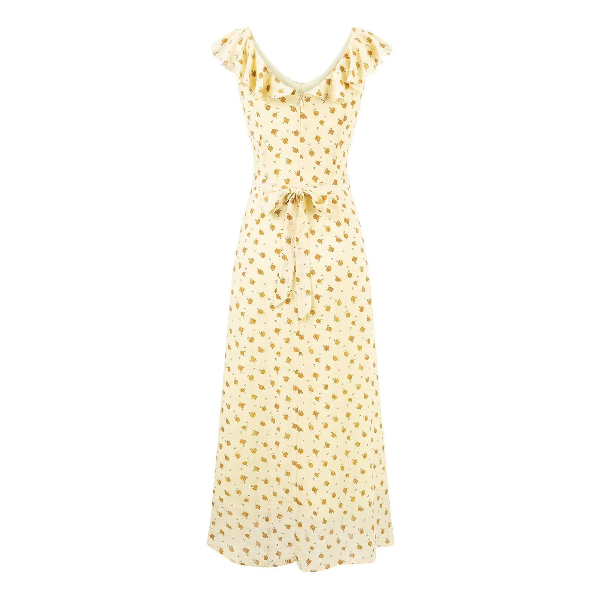 Summer Maiden Casual Printed Ruffled V neck Dress PullWind