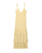 Slimming V Neckline Sexy Suspenders Backless Laminated Decoration Midi Dress DaRoca