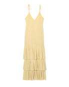 Slimming V Neckline Sexy Suspenders Backless Laminated Decoration Midi Dress DaRoca