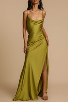 Women Clothing Summer Simple Camisole Split Dress JiaJia