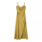 Women Clothing Summer Simple Camisole Split Dress JiaJia