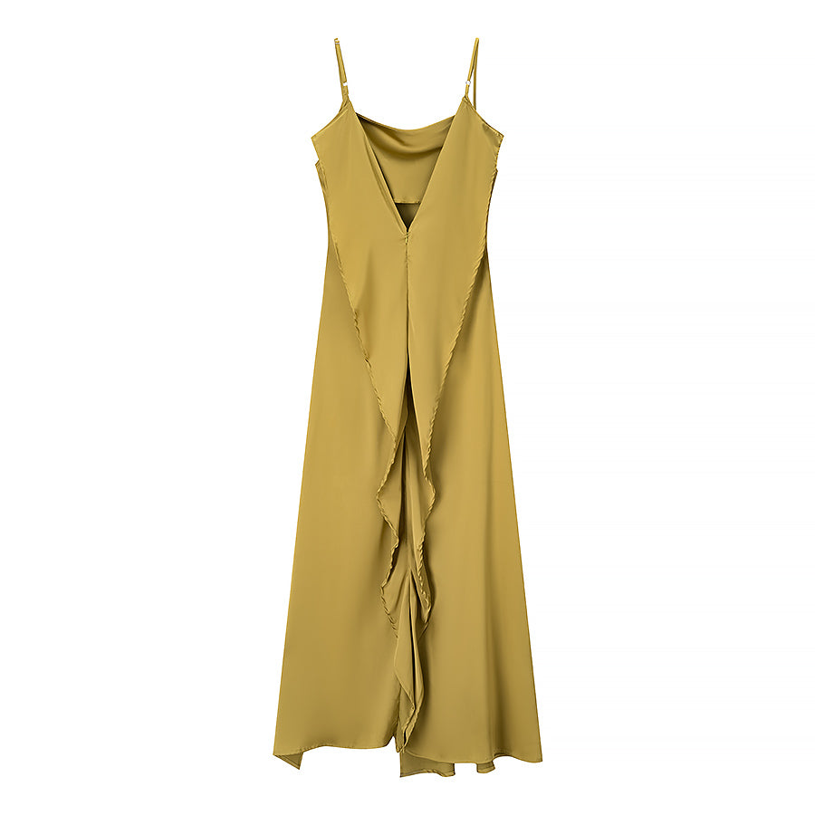 Women Clothing Summer Simple Camisole Split Dress JiaJia