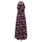 Sweet Printed Chic Sleeveless Backless Midi Dress Halter Retro Vacation Dress PullWind