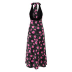 Sweet Printed Chic Sleeveless Backless Midi Dress Halter Retro Vacation Dress PullWind