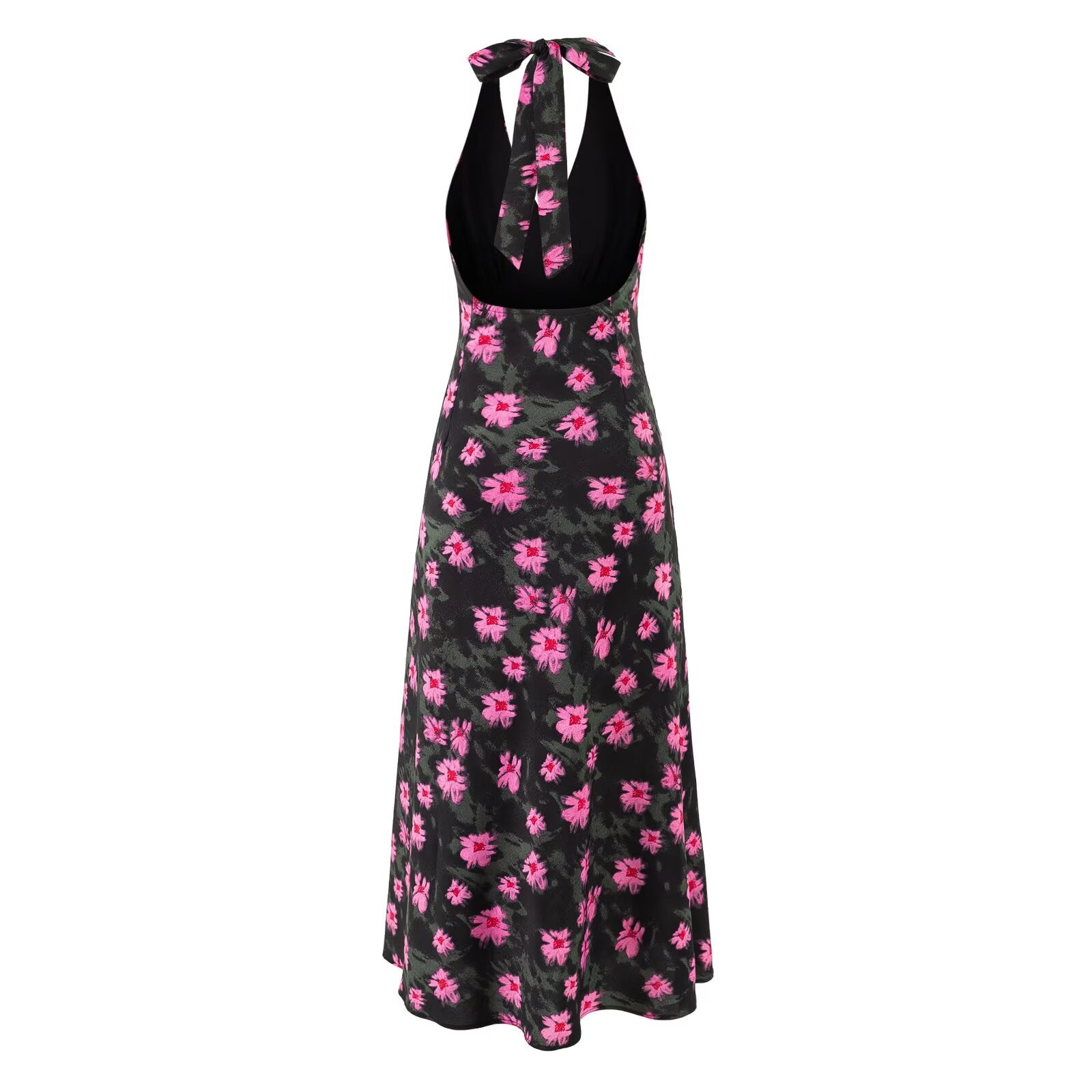 Sweet Printed Chic Sleeveless Backless Midi Dress Halter Retro Vacation Dress PullWind