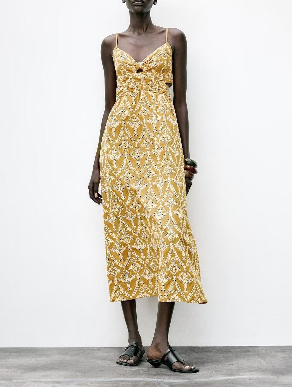 Autumn Women Clothing French Minority Design Embroidery Midi Dress Howe