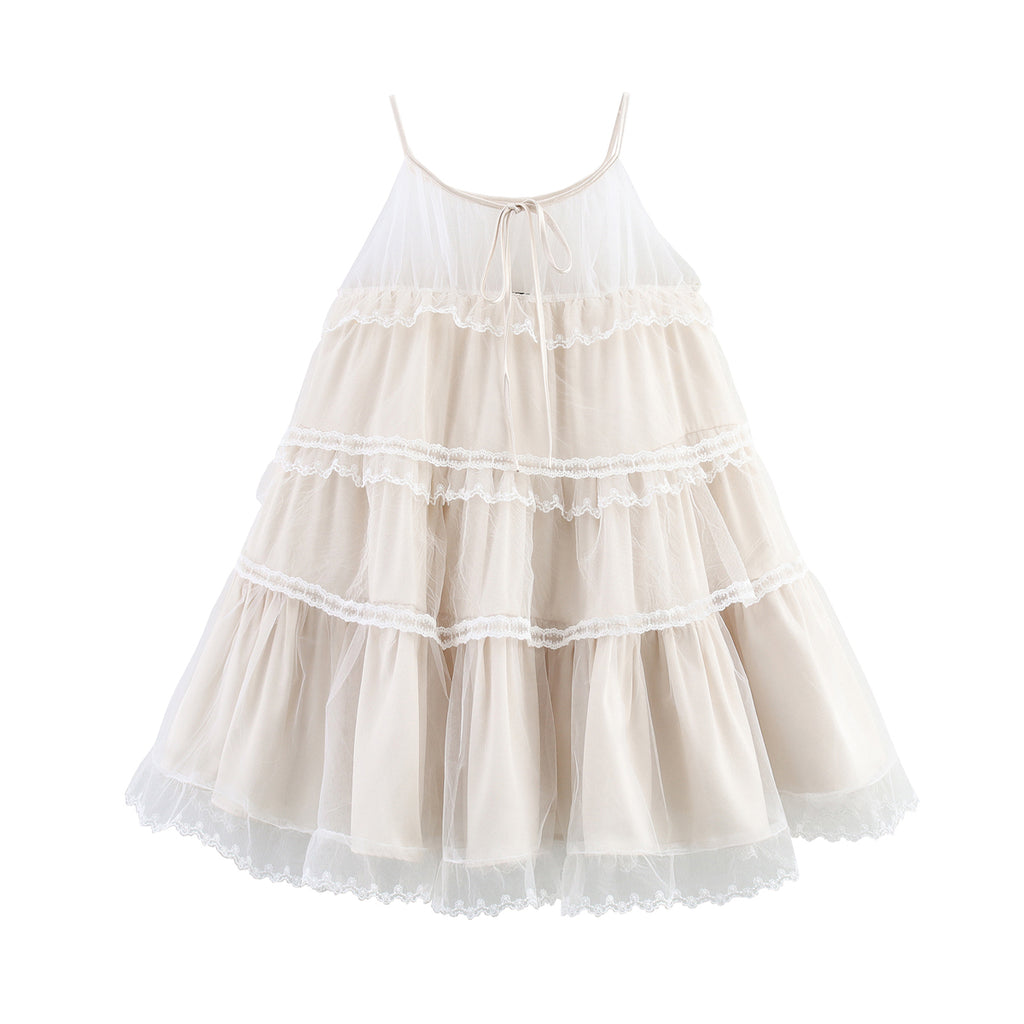 Lace Halter Dress Mesh Embroidered Multi Layer Sling Dress FRIDAY